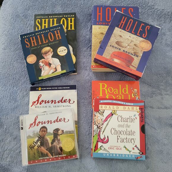 Children’s Classics Audiobook/Book Set Lot – Charlie, Holes, Shiloh, Sounder - Picture 1 of 10
